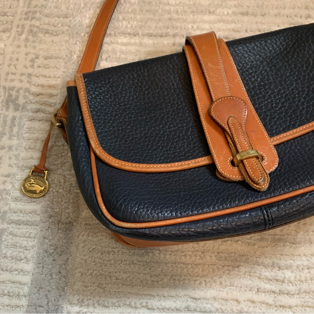 Dooney & Bourke Navy and Brown Vintage Shoulder Bag